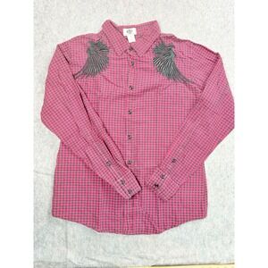 Most Official Seven Shirt Mens L‎ Red Gingham Cotton Wings Royal Division Grunge